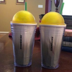 Starbucks Chiseled Yellow Ombré 16 Oz Travel Cups